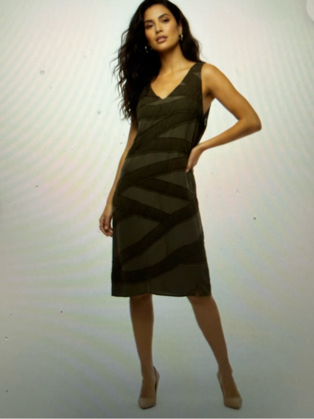 Sachin + Babi for Ankara dark green silk Dress